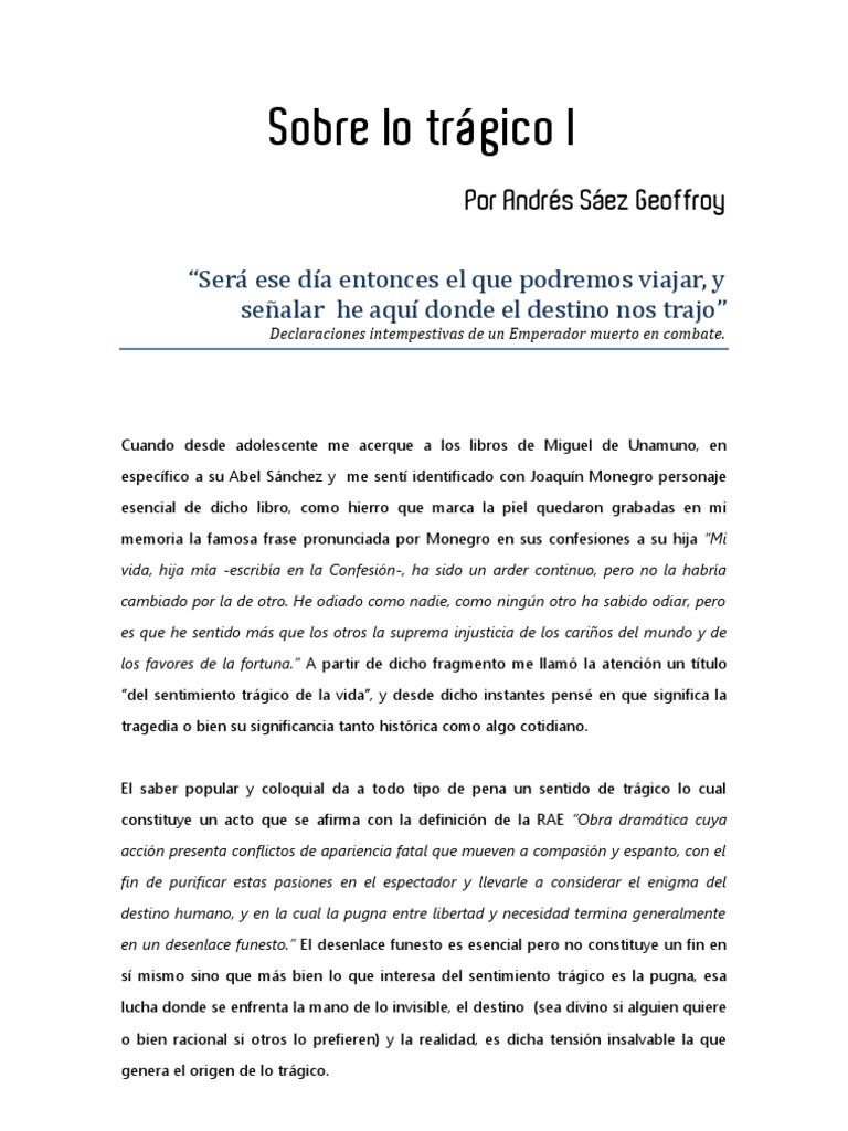 Sobre Lo Tragico I