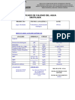 Certificado de Calidad de Agua Destilada (LT0721A) - Grupo Corporativo