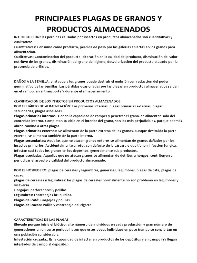 Plagas de Granos Almacenados | PDF | Cereales | Plaga (organismo)