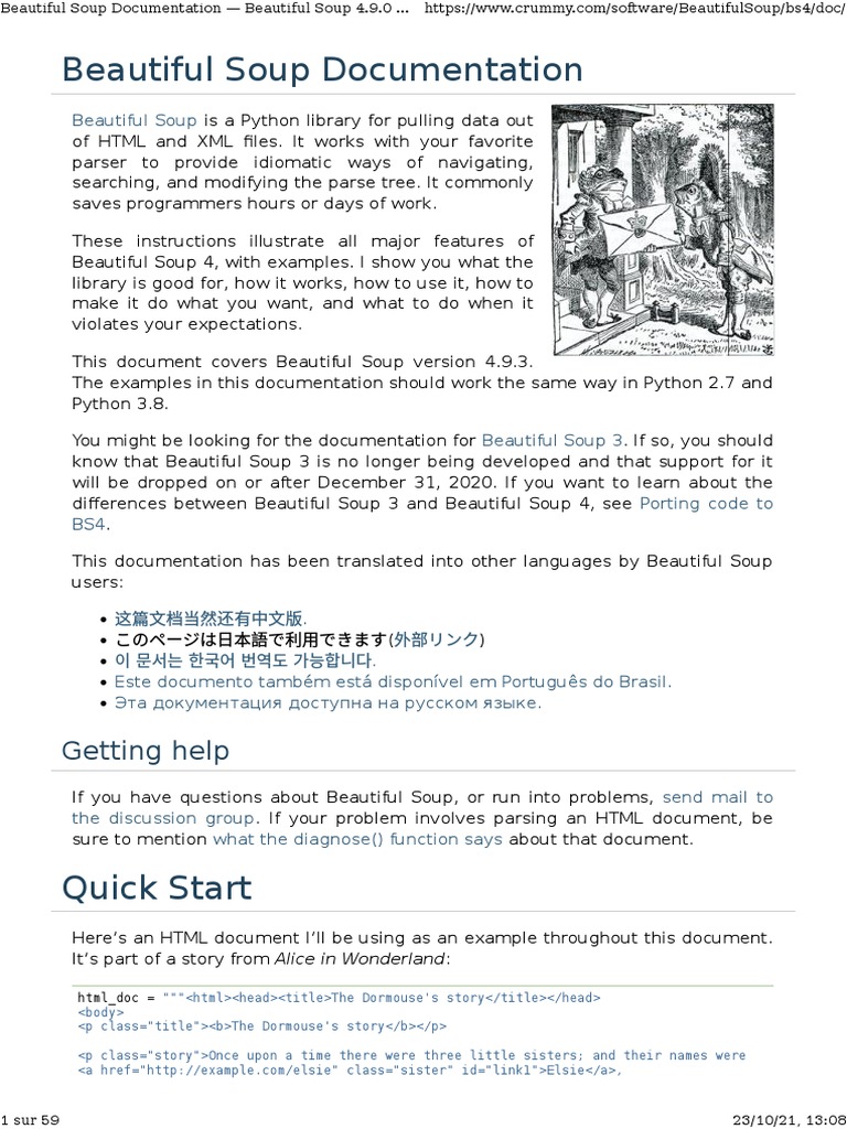 Beautiful soup documentation beautiful soup 4 9 0 documentation pdf