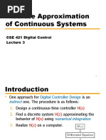 Discrete Approximation of Continuous Systems: CSE 421 Digital Control