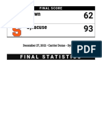 Brown Syracuse: Final Statistics