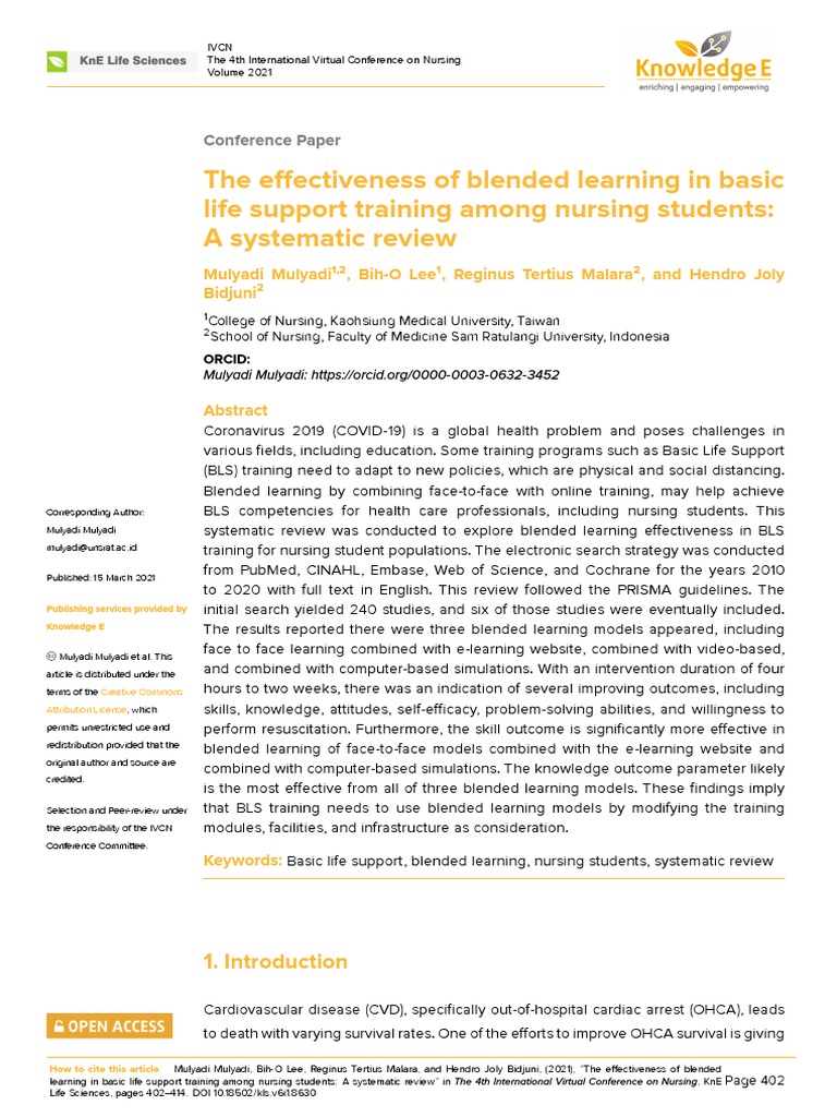 Blended Learning in BLS Training for Nurses | PDF | Cardiopulmonary ...