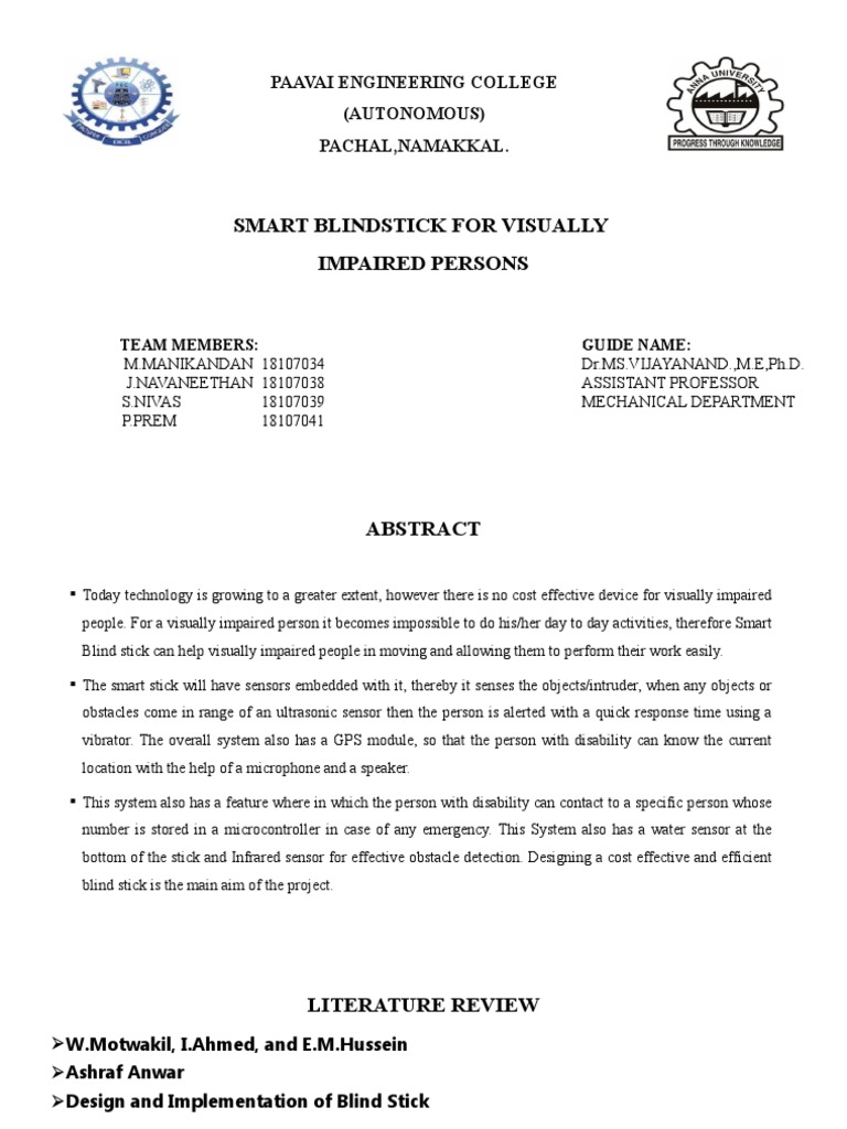 Smart Blind Stick for Visually Impaired | PDF | Visual Impairment ...