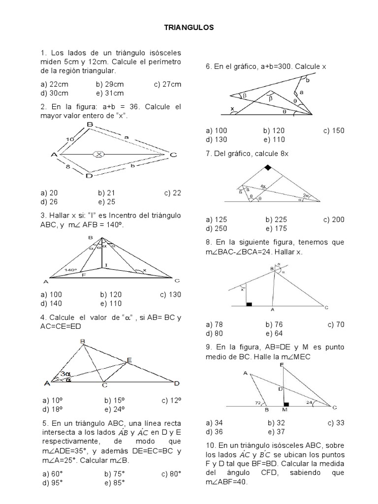 Ejercicios Geometria Inventario Pdf Triangulo Geometria Elemental
