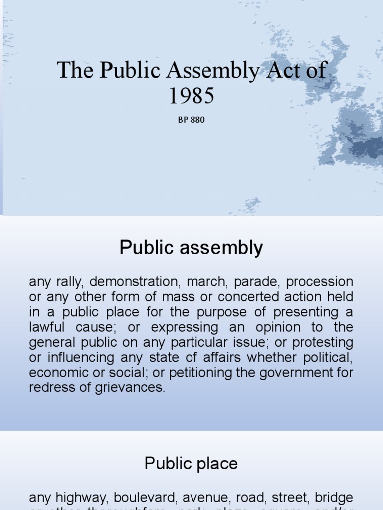 Public Assembly Act of 1985 Overview | PDF | Police | Common Law