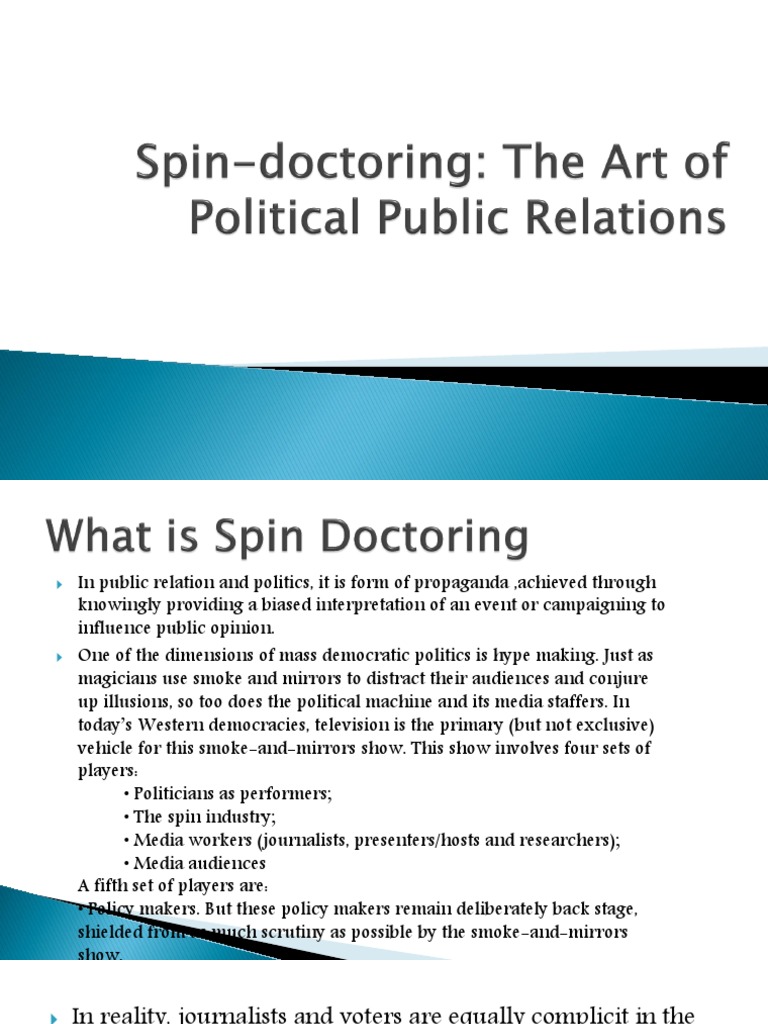 Spin Doctoring | PDF | News | Public Relations