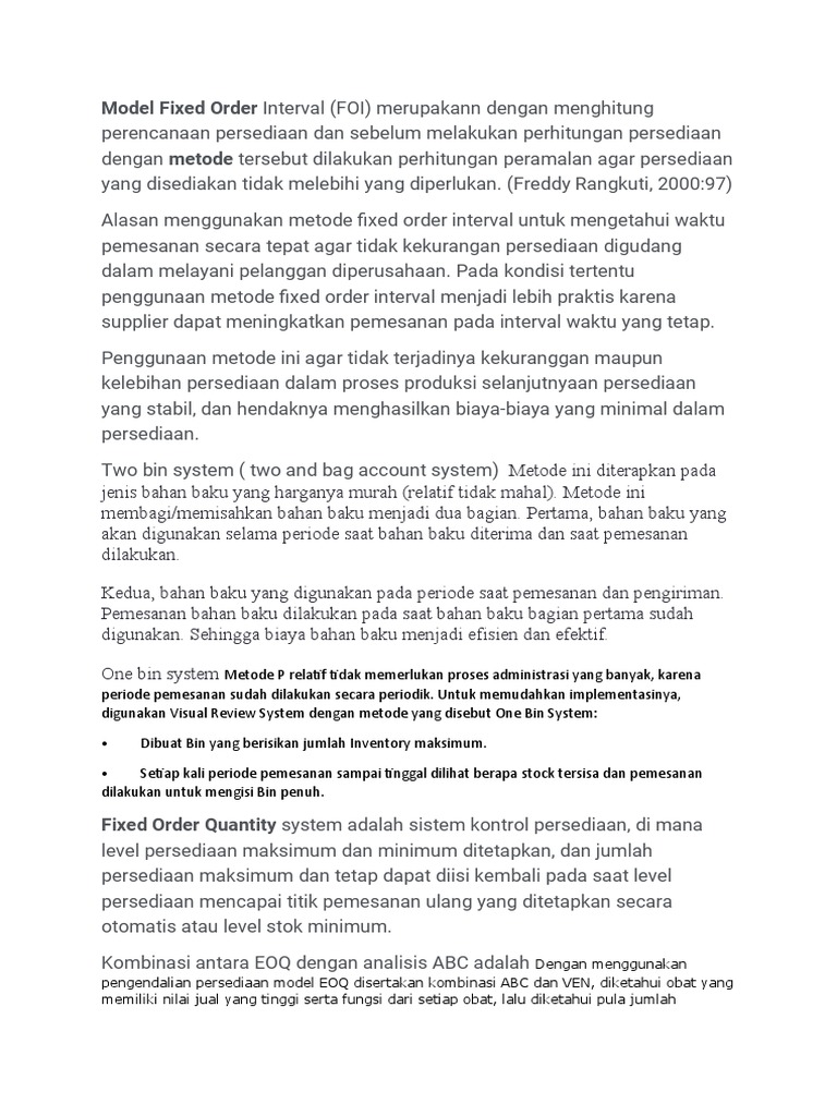 Model Fixed Order Interval (FOI) Merupakann Dengan Menghitung | PDF ...