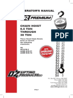 Operator'S Manual: These Hand Chain Hoists Meet or Exceed The Following Standards: CE AS1418.2 ASME B30.21 ASME B30.16