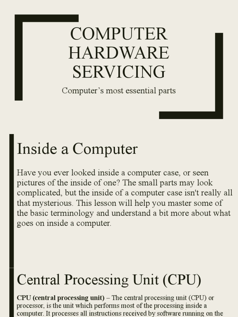 Computers Most Essential Parts | PDF | Hard Disk Drive | Solid State Drive