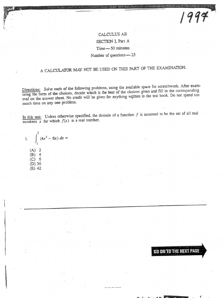 1997 Ap Calculus Ab Exam Velocity Calculus