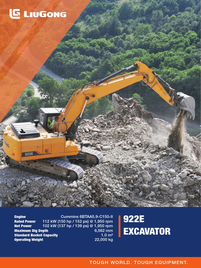 LiuGong 922E Excavator Specifications | PDF | Horsepower | Engines