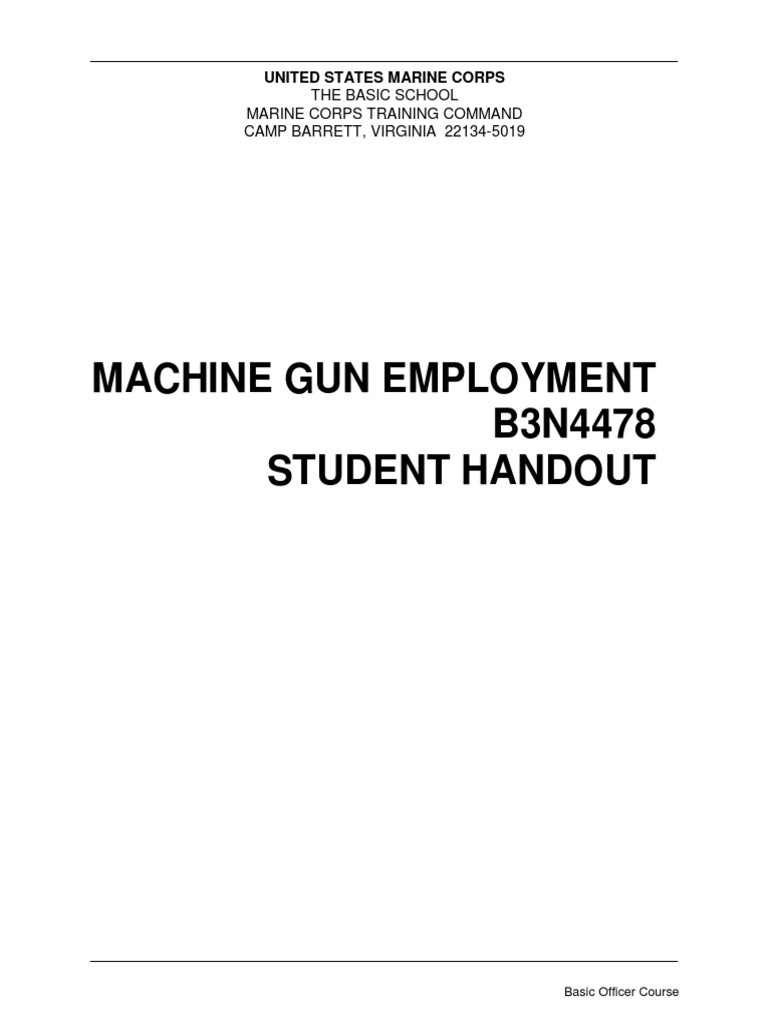 Machine Gun Employment Principles | PDF | Machine Gun | Company ...