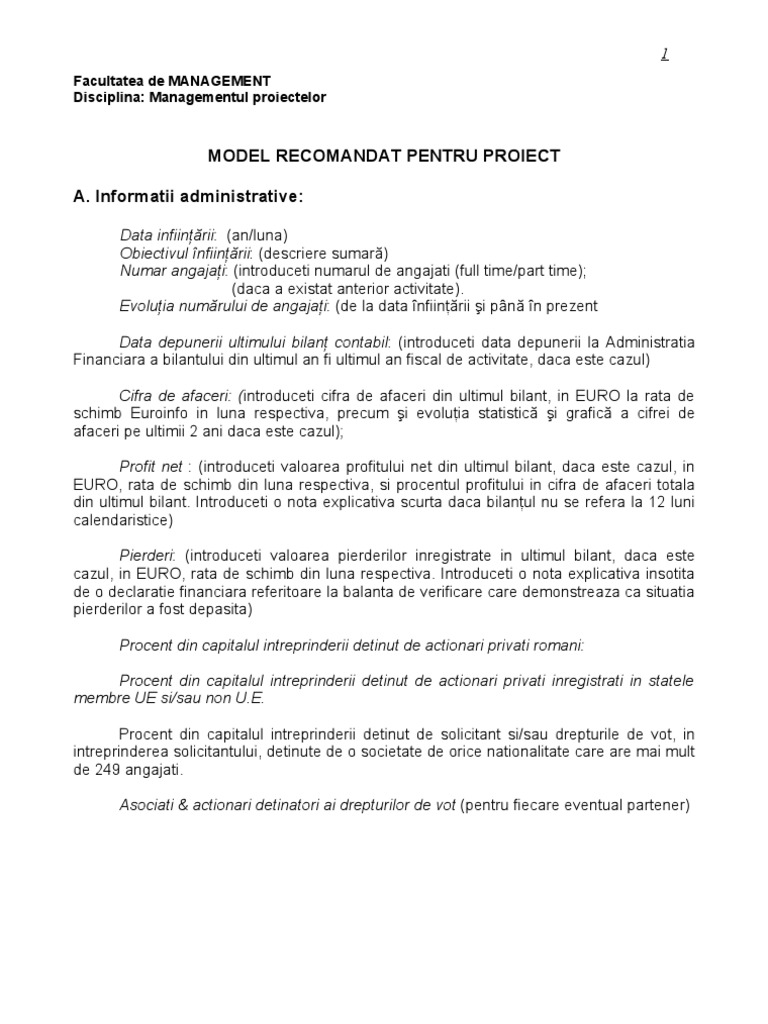 Model de Proiect | PDF