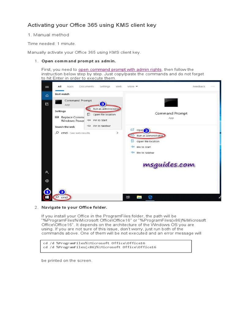 Activate Office 365 via KMS Command Line | PDF | Microsoft Office ...
