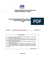 Devolutiva Jose Rafael Da Silva Lopes - Plano de Recuperação de Língua Portuguesa 3 Ano 2020