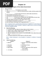 Organs of The Indian Government: I. Fill in The Blanks