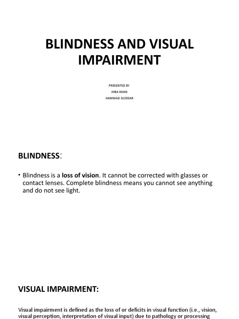 Presentation 6 PDF Visual Impairment Disability