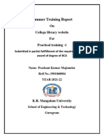 Summer Training Report: On College Library Website For Practical Training - 1