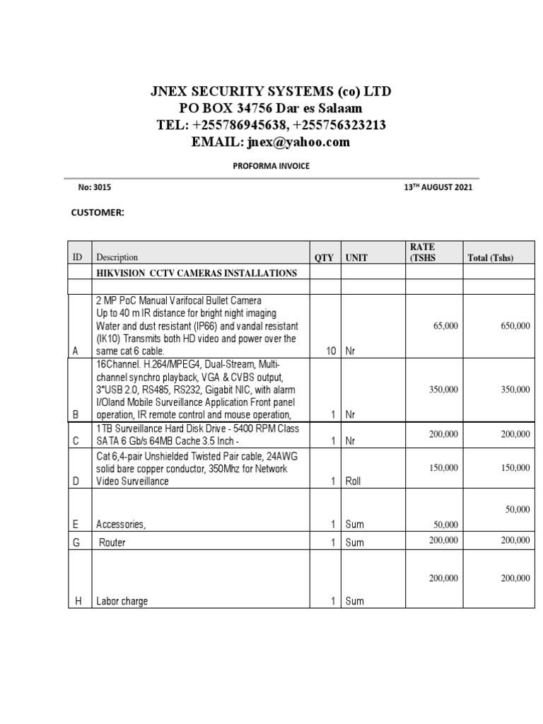 Jnex Security Systems (Co) LTD PO BOX 34756 Dar Es Salaam TEL