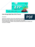 Suku Bunga Mobil Baru BCA Finance