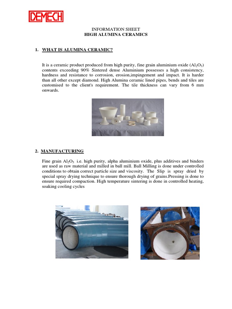 Alumina Ceramic Information Sheet PDF Aluminium Oxide Ceramics