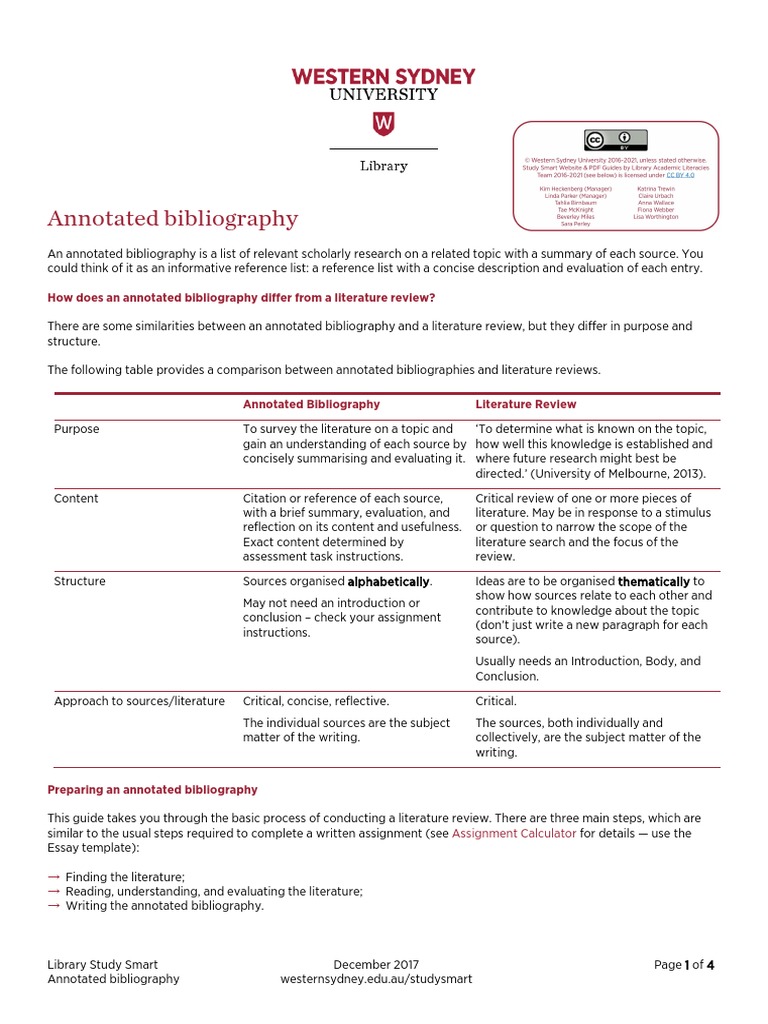 how does a literature review differ from an annotated bibliography