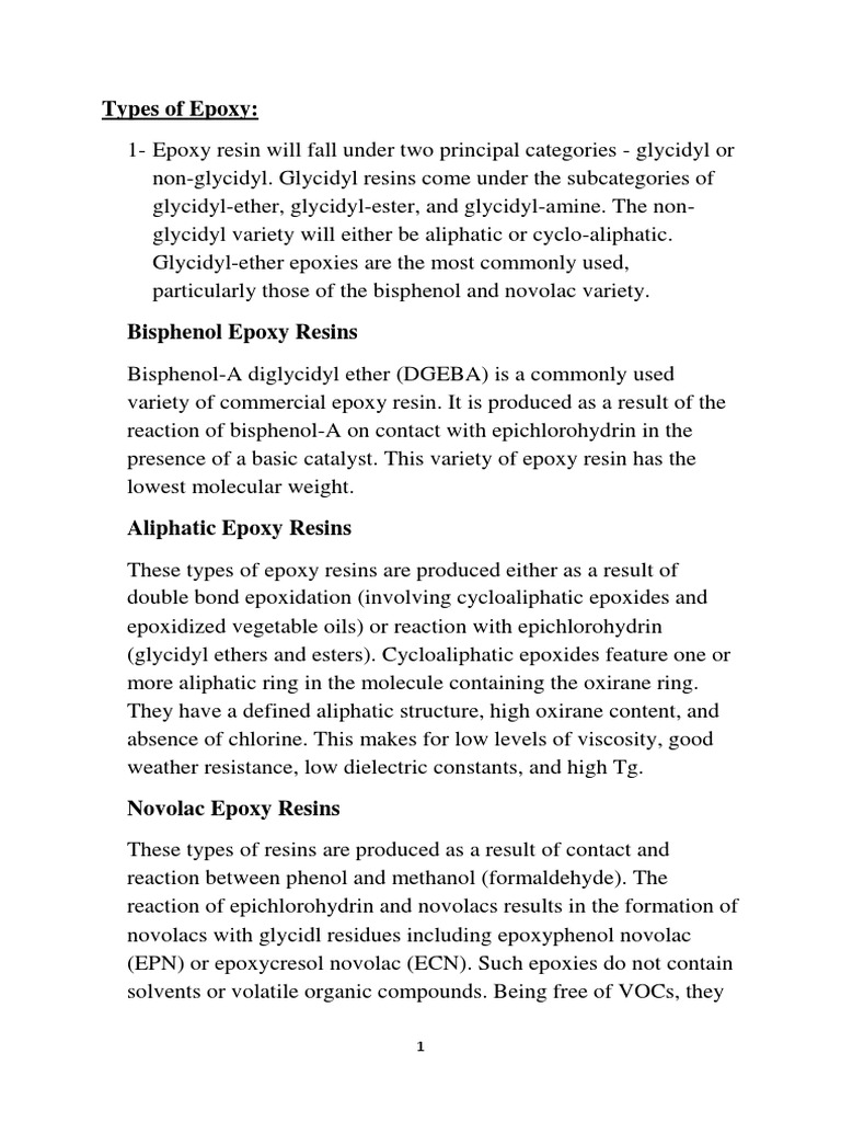 Types of Epoxy PDF Epoxy Building Engineering