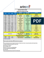Aurionpro Solutions Limited Holiday List For Calendar Year 2022