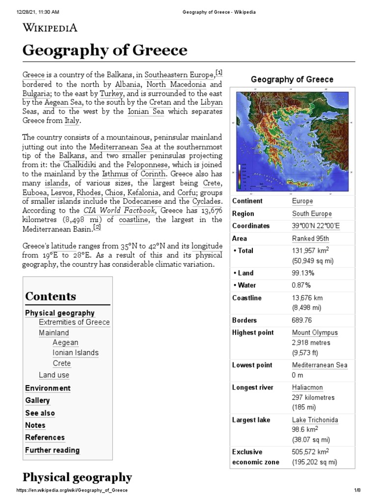 Geography of Greece PDF Physical Geography Greece