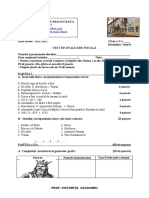 TEST DE EVALUARE INIŢALĂ Istorie V