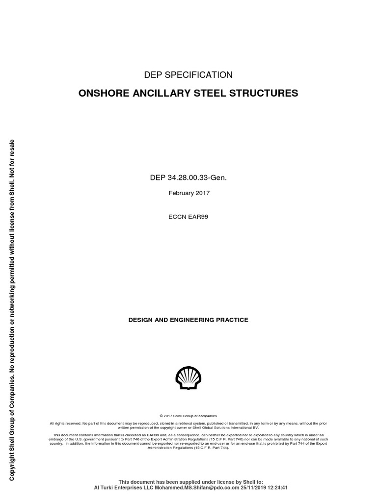 DEP 34.28.00.33-Gen. Onshore Ancillary Steel Structures | PDF | Stairs ...