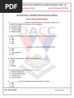 Question Bank - Multiple Choice Questions (MCQS) : Unit 1: Indian Financial System