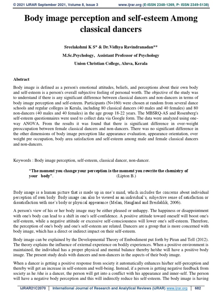 Body Image Perception and Self-Esteem Among Classical Dancers | PDF ...