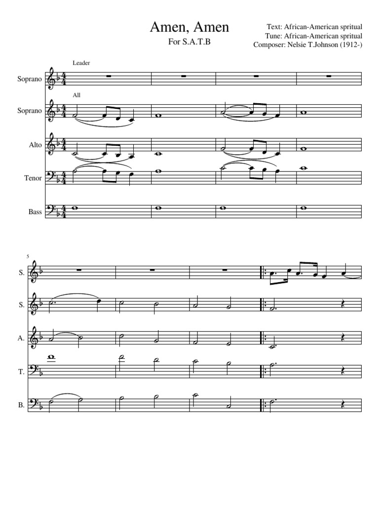Amen, Amen: For S.A.T.B | PDF | Vocal Music | Church Music