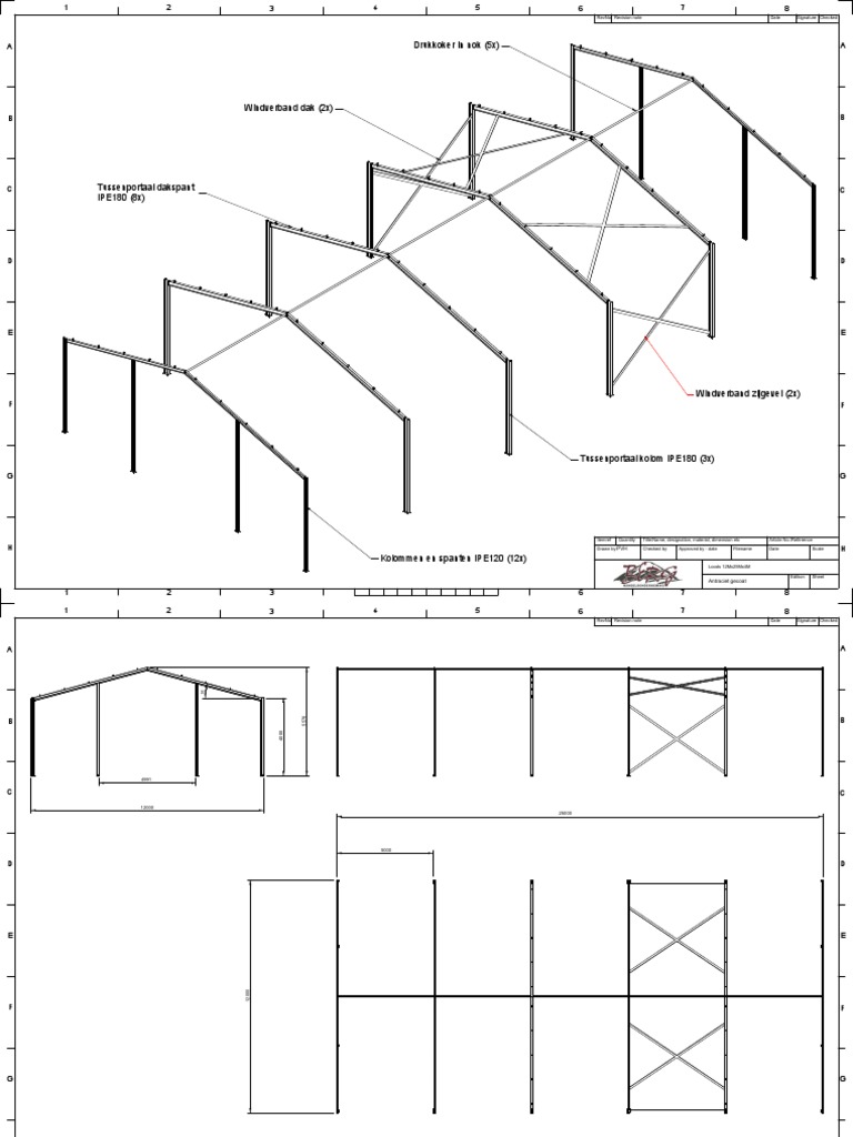 Structural Drawing and Material Specifications for a 12m x 25m x 4m ...