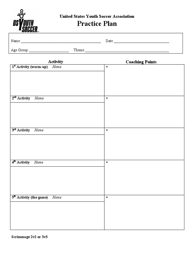 Printable Soccer Practice Plan Template - Printable World Holiday