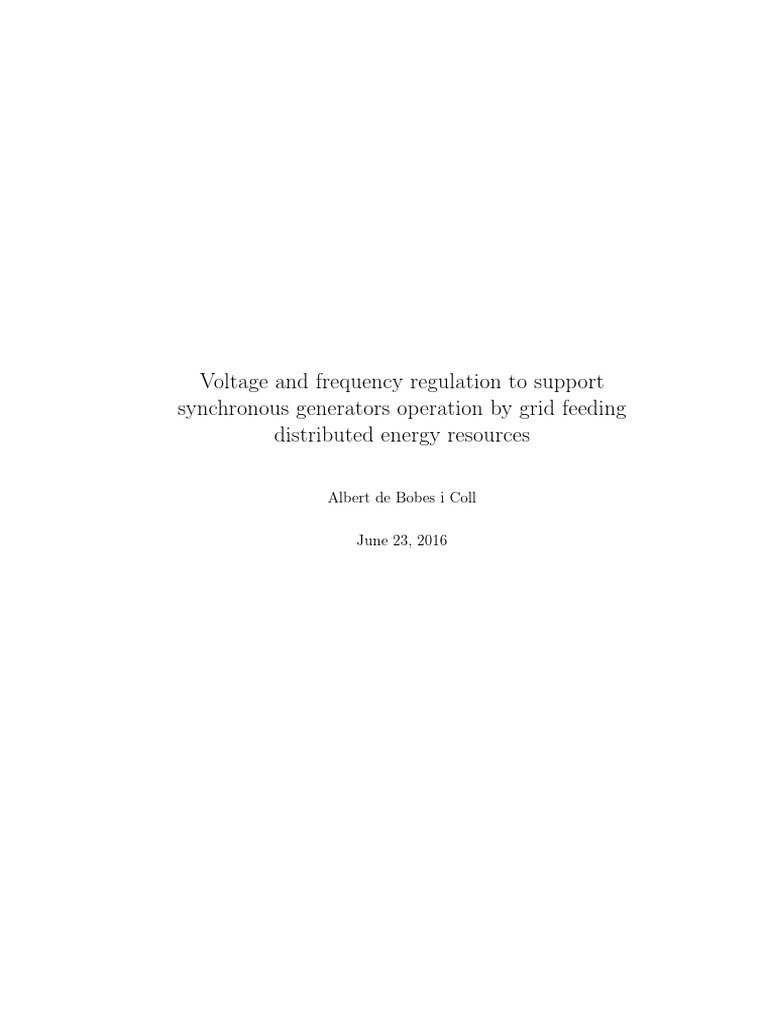 Voltage and Frequency Regulation To Support | PDF | Distributed ...