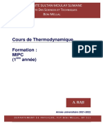 Polycopié Cours Thermodynamique 2021