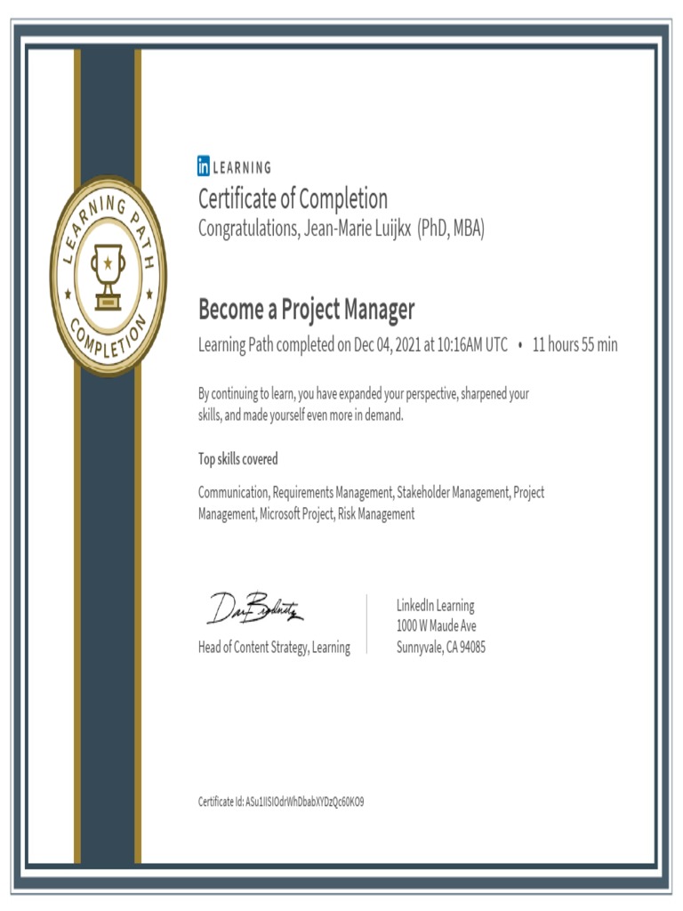 Project Management Certificate Completion | PDF | Art | Self-Improvement