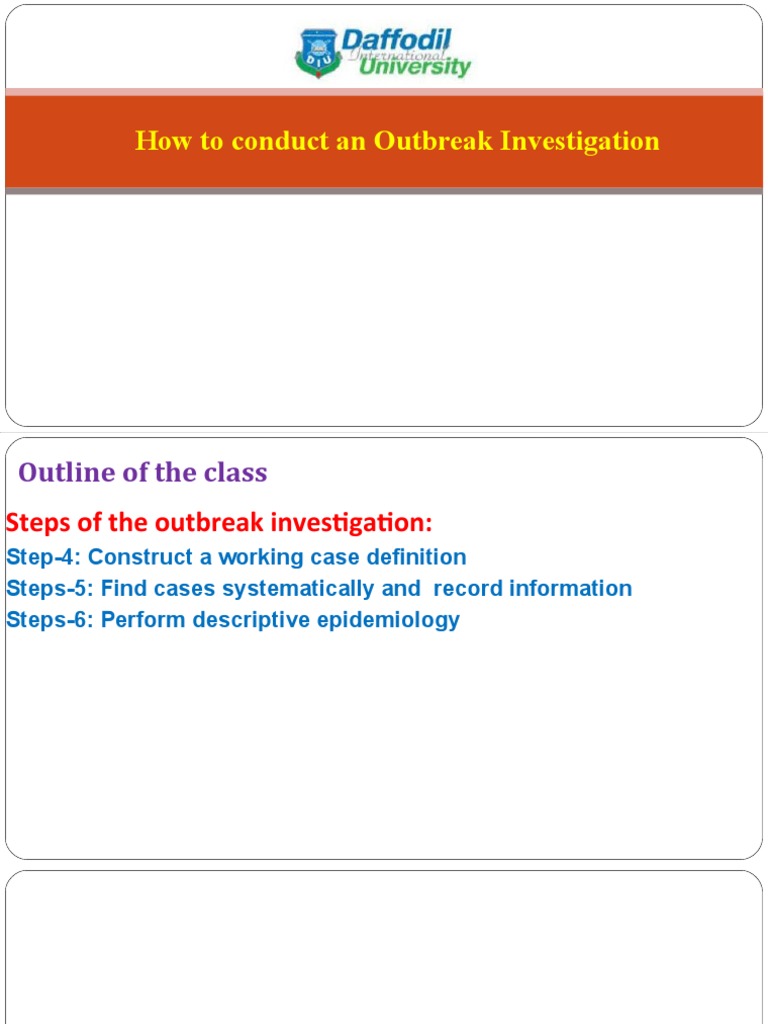 Outbreak Investigation Steps Explained | PDF | Epidemics | Epidemiology