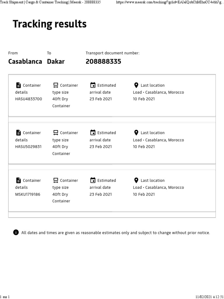 Track Shipment Cargo & Container Tracking Maersk 208888335 PDF
