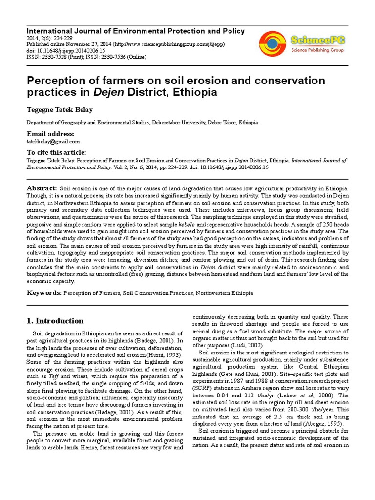 Perception of Farmers On Soil Erosion and Conservation | PDF ...