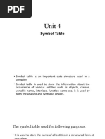 Unit 4: Symbol Table