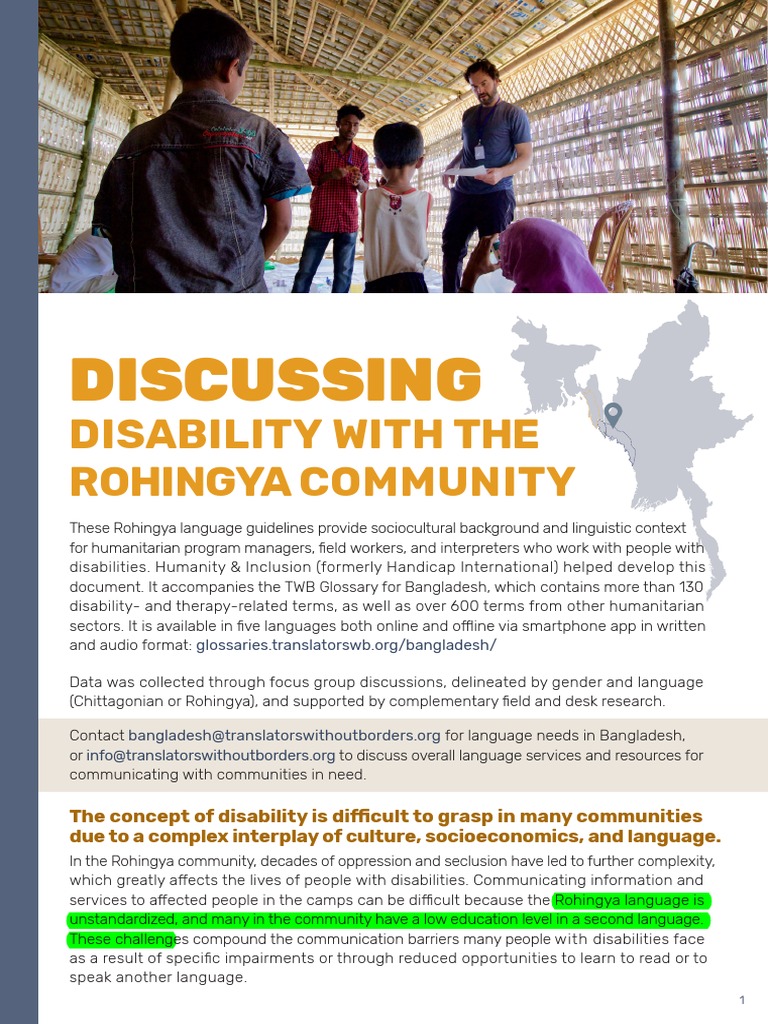 Discussing Disability With The Rohingya Community Pdf Disability