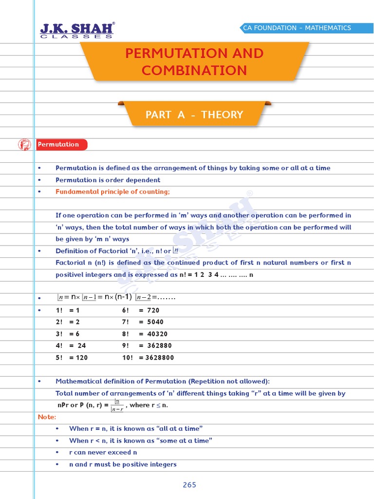 Permutations and Combinations Overview | PDF | Line (Geometry ...