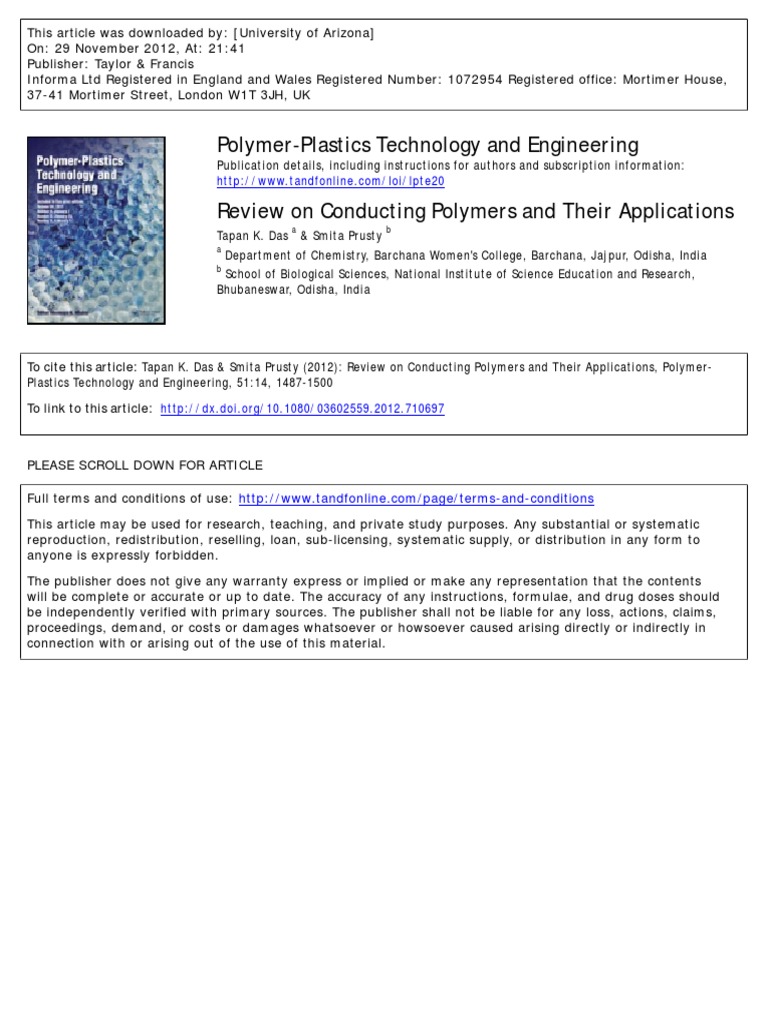 Review On Conducting Polymers and Their Applications | PDF ...