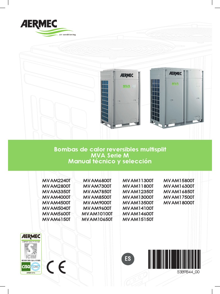 Manual de Instalación Aermec MVA | PDF | Temperatura | Cantidades fisicas