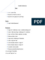 Useful Reference Mass, Volume and Flow