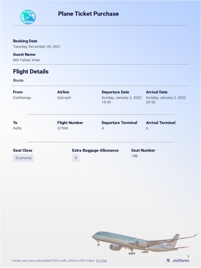 SpiceJet Darbhanga to Delhi Ticket | PDF | Aviation | Transport